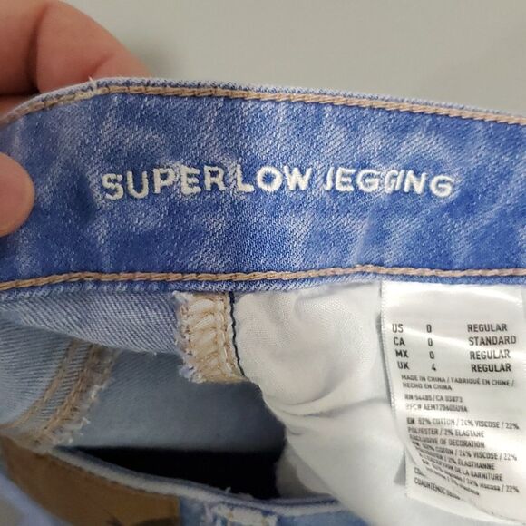AMERICAN Eagle Super Super Stretch 27x27 Super Low Rise Size 0 Jeggings - Picture 7 of 8